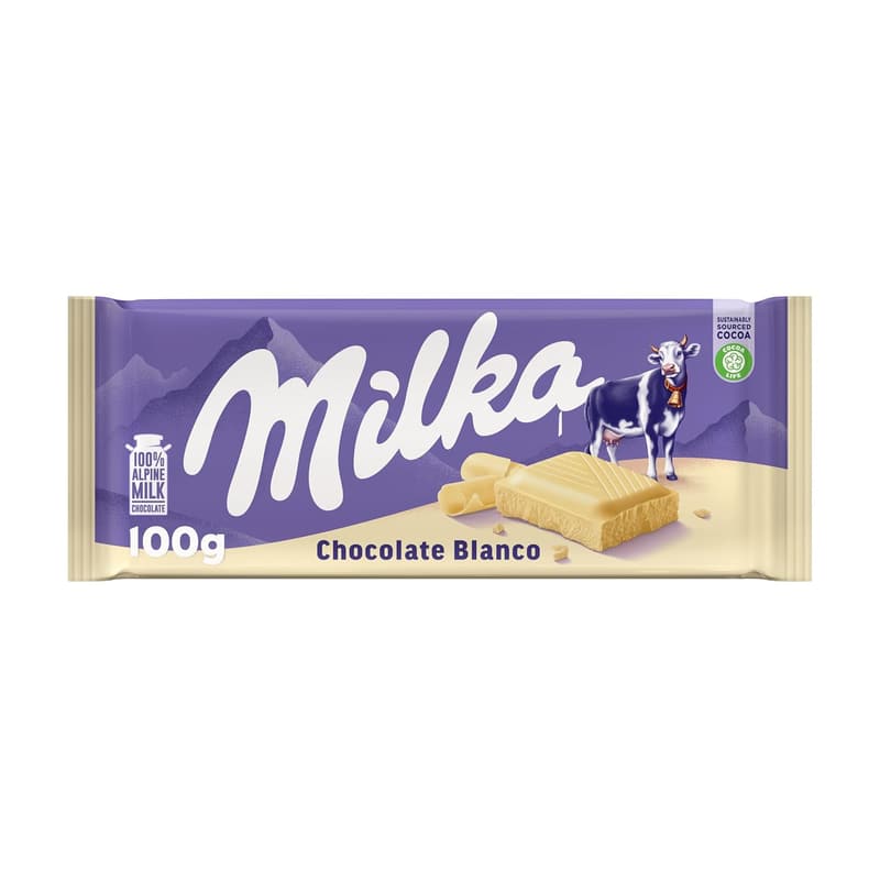 Milka White Chocolate Bar, 100g
