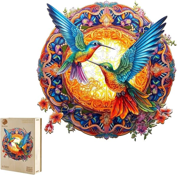 Unique Hummingbird Wooden Puzzle for Adults, 200 Pieces