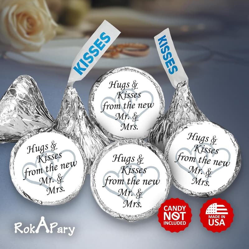 Wedding Stickers: Interlocking Hearts Labels for Bridal Shower Favors