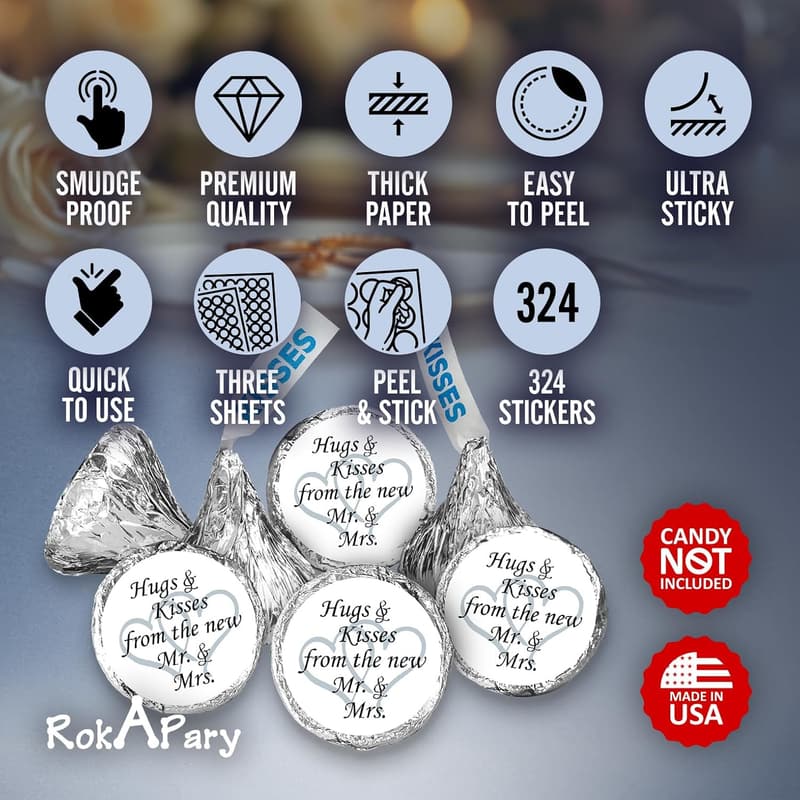 Wedding Stickers: Interlocking Hearts Labels for Bridal Shower Favors