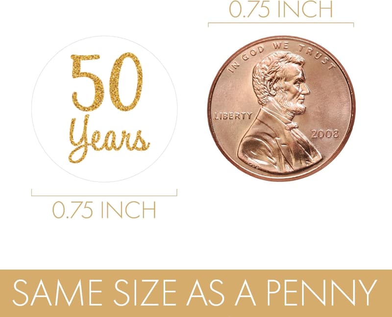 50th Anniversary Gold Chocolate Kisses Party Favor Stickers