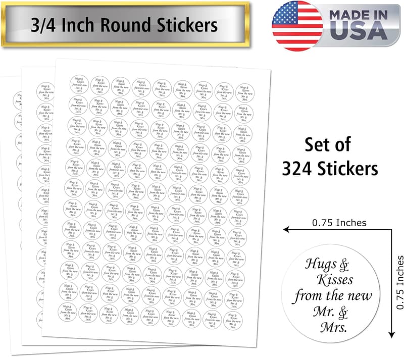 Wedding Stickers – Hugs & Kisses Party Favor Labels
