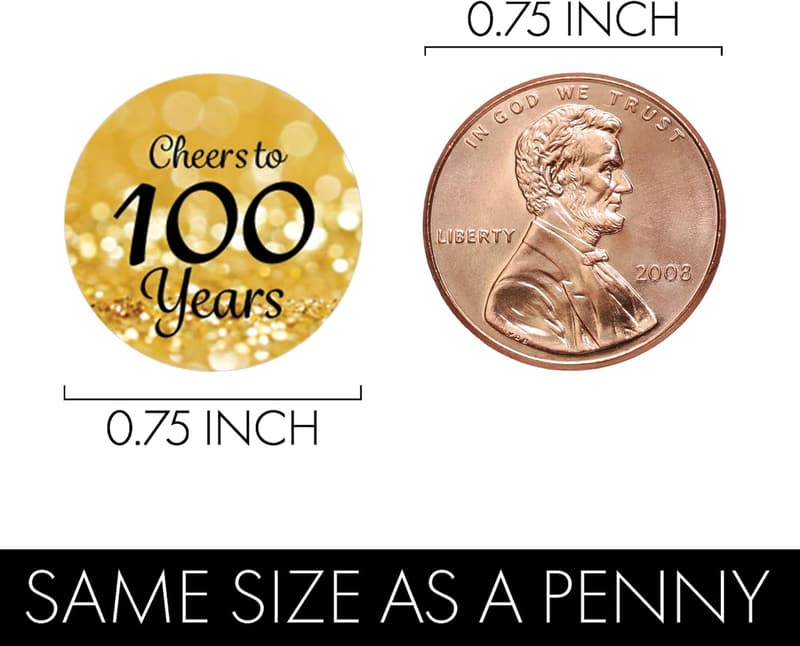 100th Birthday Chocolate Kisses Party Favor Labels - 180 Stickers