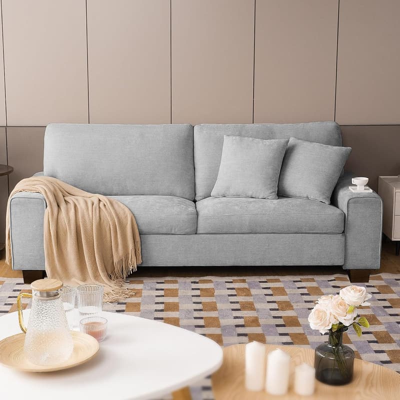Modern Chenille Loveseat Sofa with Removable Cover for Small Spaces