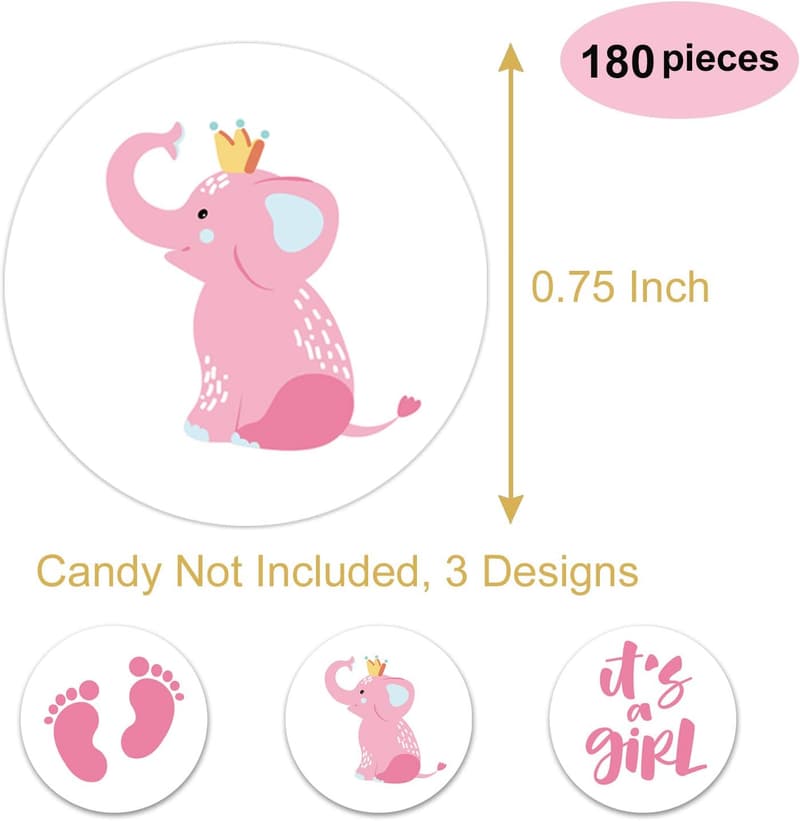 It's a Girl Baby Shower Favor Labels - Pink Chocolate Drop Stickers, Pack of 180