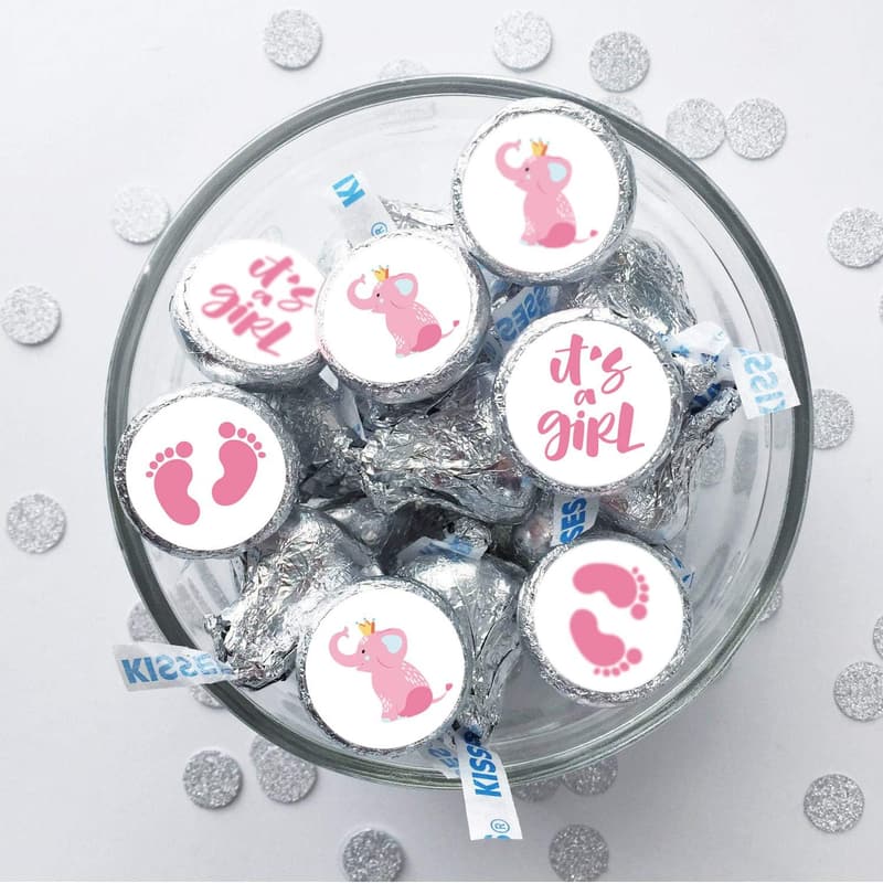 It's a Girl Baby Shower Favor Labels - Pink Chocolate Drop Stickers, Pack of 180