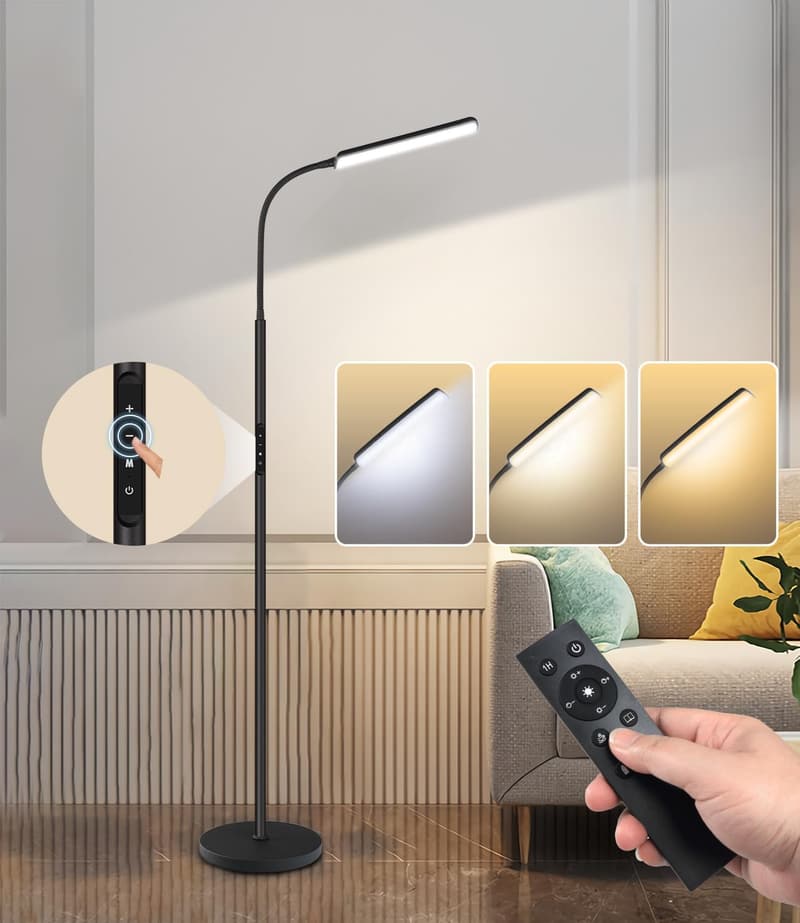 15W Adjustable LED Floor Lamp with Timer and Remote Control