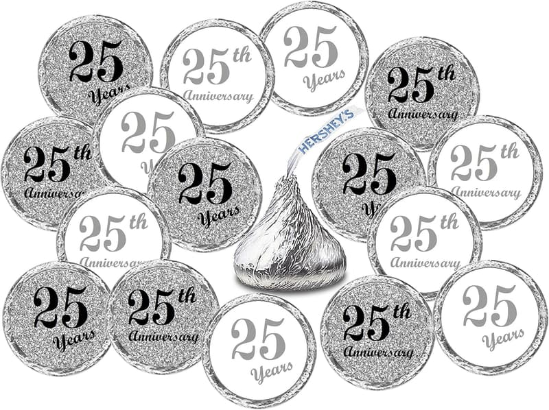 25th Anniversary Chocolate Kisses Labels - Set of 216