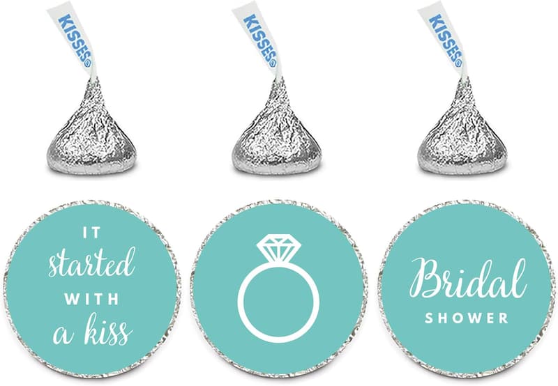 Bridal Shower Chocolate Drop Labels, 216-Pack, Diamond Blue