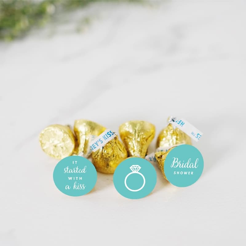 Bridal Shower Chocolate Drop Labels, 216-Pack, Diamond Blue