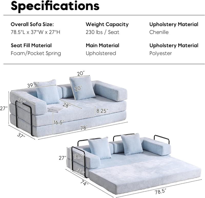 Modern 4-Seater L-Shaped Sofa Set with Ottoman & Pillows in Light Gray