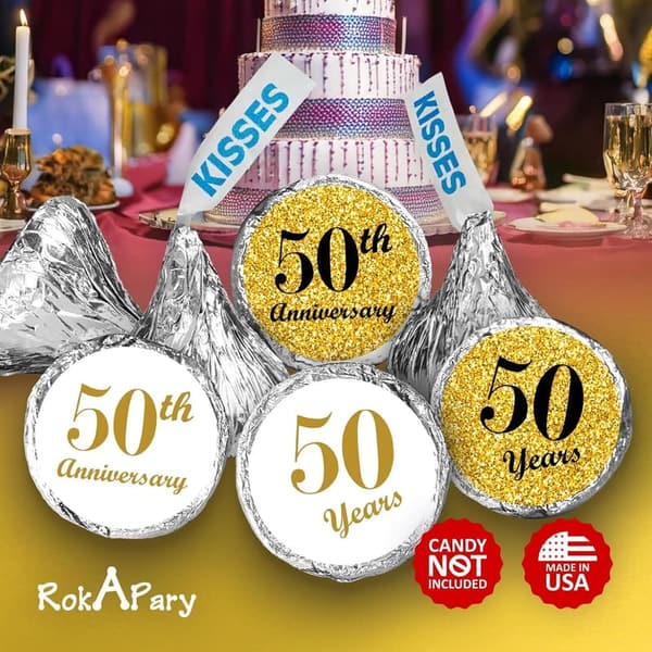 50th Anniversary Chocolate Kisses Stickers (Set of 216)
