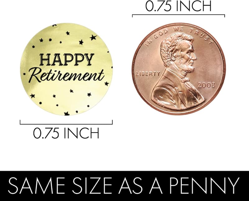 Retirement Party Favor Stickers – 180 Count, Gold Design