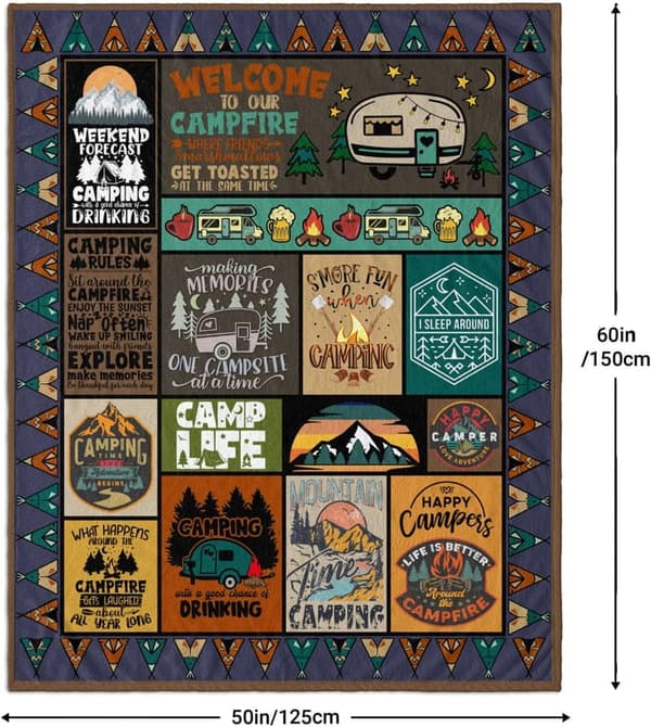 Camping Blanket for Outdoor Lovers - Super Soft Flannel Fleece 60