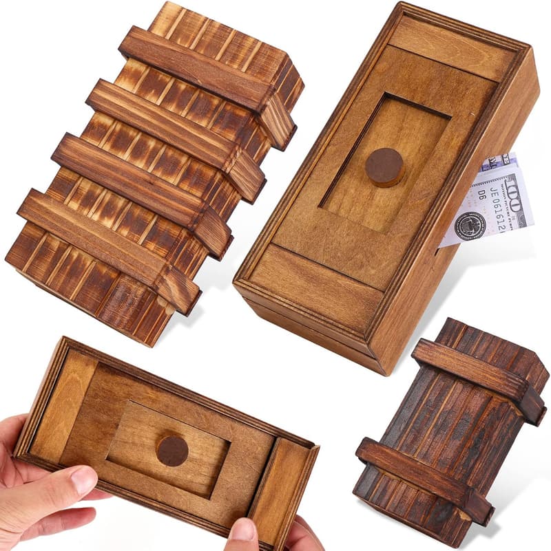 Wooden Secret Puzzle Box Set - 3D Brain Teasers for All Ages