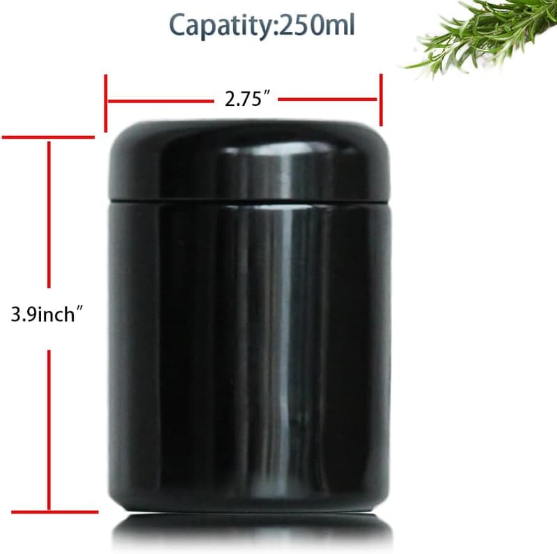 UV-Protected Black Glass Storage Jar - 250ml for Spices & Coffee