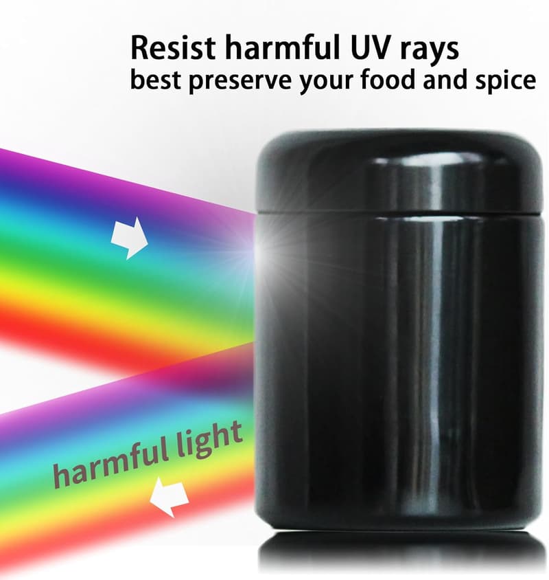 UV-Protected Black Glass Storage Jar - 250ml for Spices & Coffee