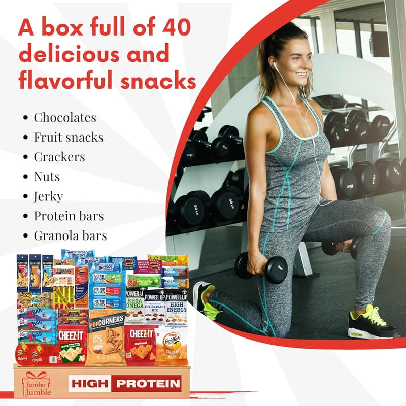 Protein Snack Box Gift Set - 40 Count Variety Pack for All Ages