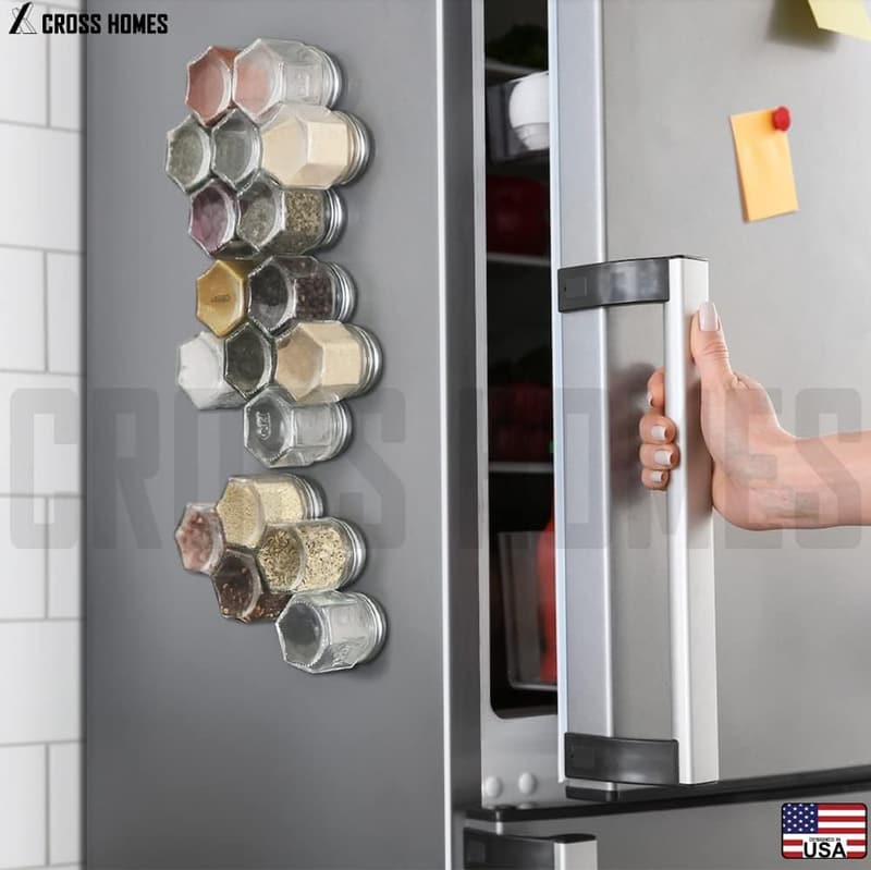 Magnetic Hexagon Spice Jars Set for Kitchen & Travel