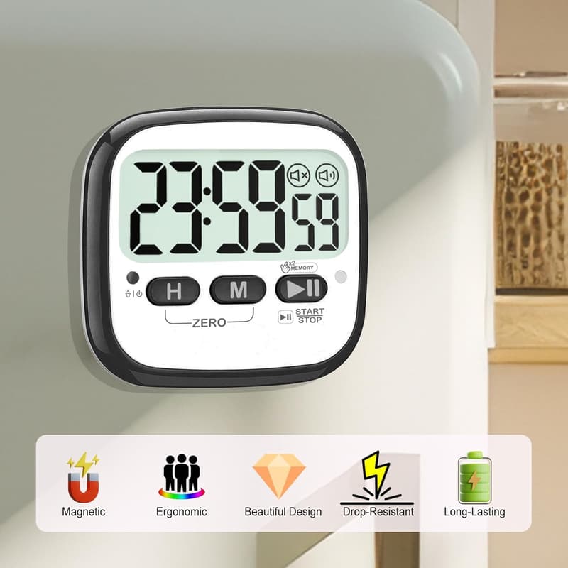 Digital Magnetic Kitchen Timer Set - 2-Pack for Cooking & Exercise