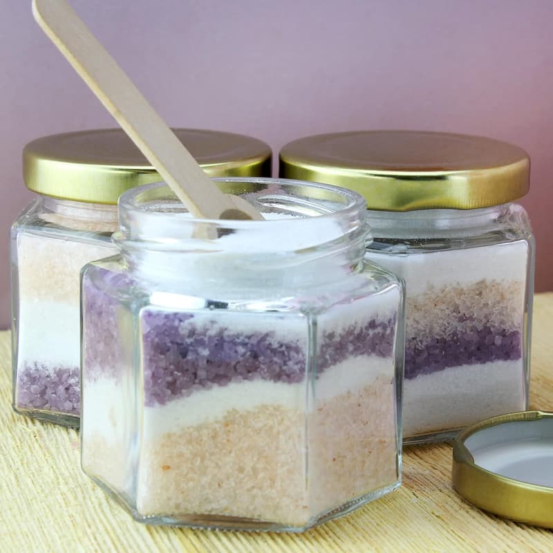 24-Pack Clear Glass Hexagon Jars for Spices & Party Favors