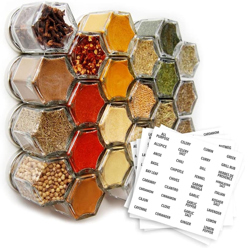 Magnetic Spice Jar Set with Organic Seasonings