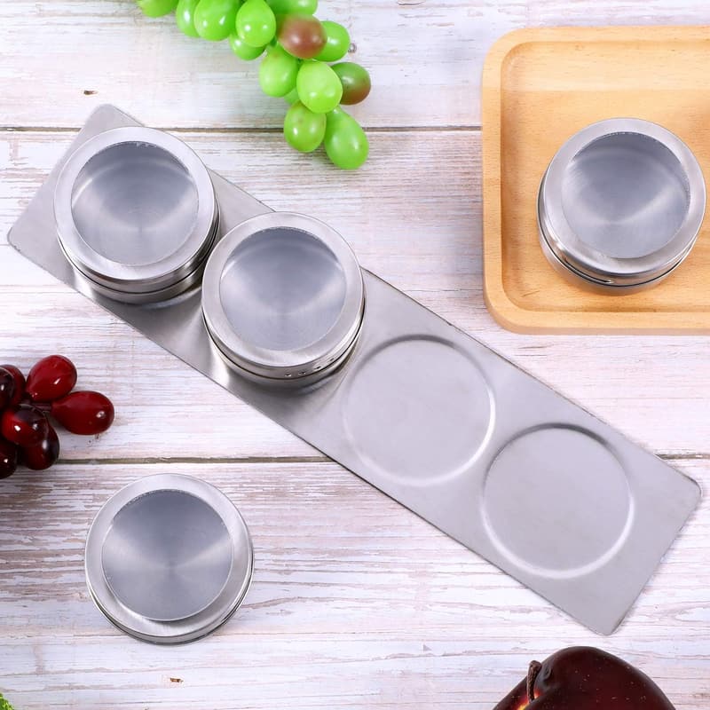 Kitchen Wall-Mounted Stainless Steel Base for Magnetic Spice Jars