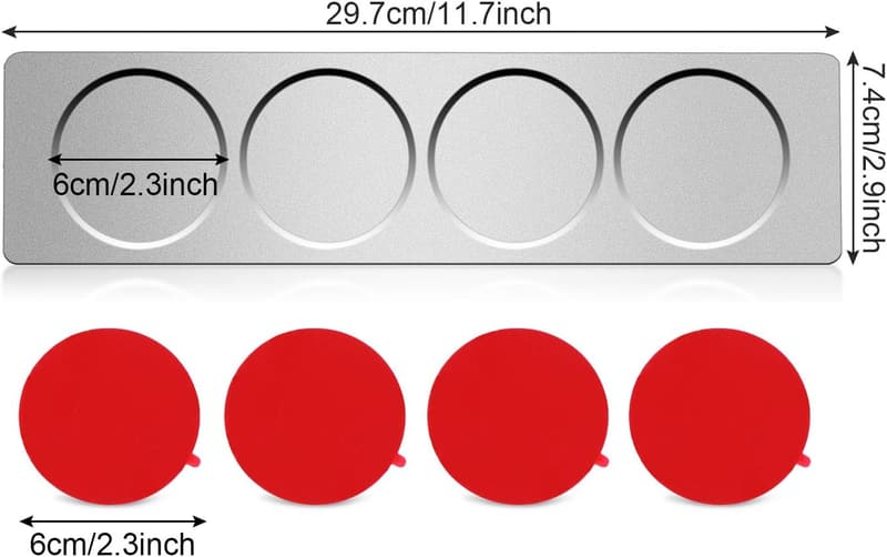Kitchen Wall-Mounted Stainless Steel Base for Magnetic Spice Jars