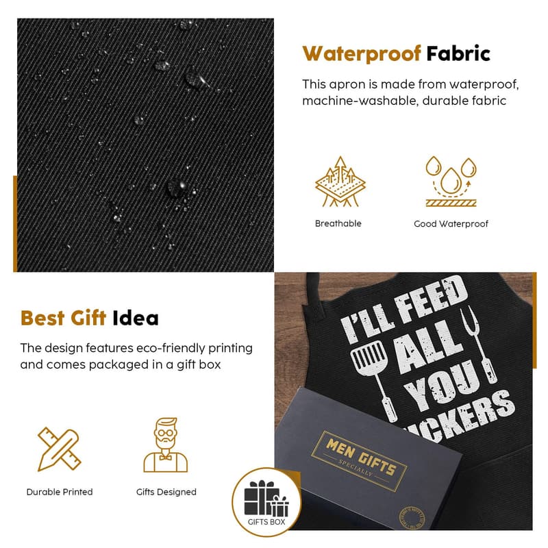 Funny Cooking Apron for Dad - Unique Gift with Pockets