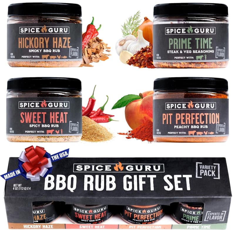 BBQ Rub Set - 4 Flavor Seasonings, Ideal Father's Day Gift