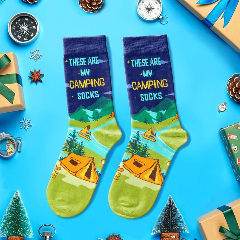 Novelty Socks for Men - Camping, Golfing, Bowling Theme