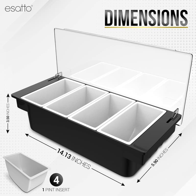 Condiment Holder Serving Tray with Lid and Pourers - Black