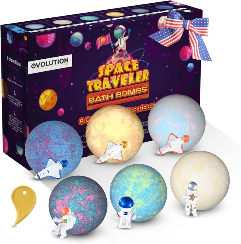 Cosmic Space Bath Bombs Set for Kids with Surprise Toys