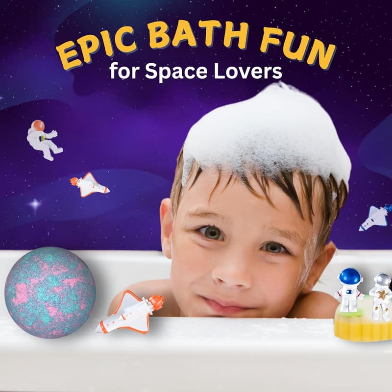 Cosmic Space Bath Bombs Set for Kids with Surprise Toys