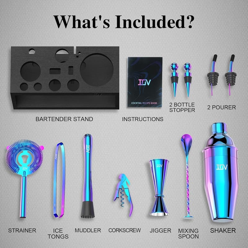 12-Piece Mixology Bartender Kit with Stand | Housewarming Gift