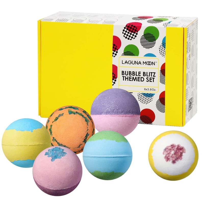 Relaxing Spa Day Bath Bombs Gift Set - 6 XXL Handmade with Oils