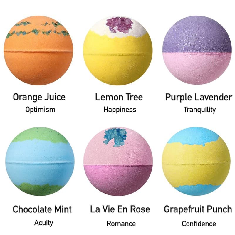 Relaxing Spa Day Bath Bombs Gift Set - 6 XXL Handmade with Oils