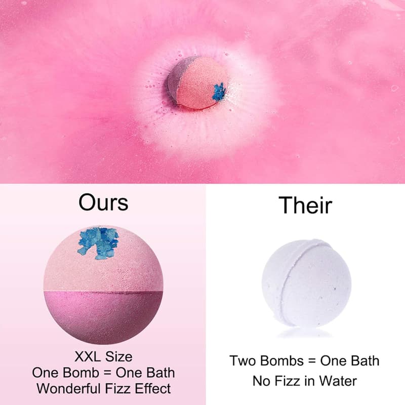 Relaxing Spa Day Bath Bombs Gift Set - 6 XXL Handmade with Oils