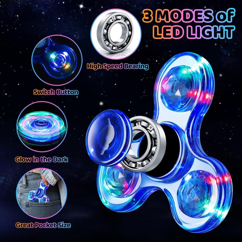 Glow in the Dark Fidget Spinner Set for Kids & Teens