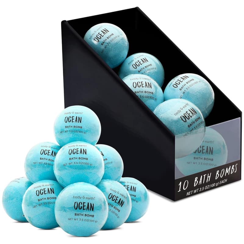 Ocean Scented Bath Bomb Set – 10 Handmade Essential Oils