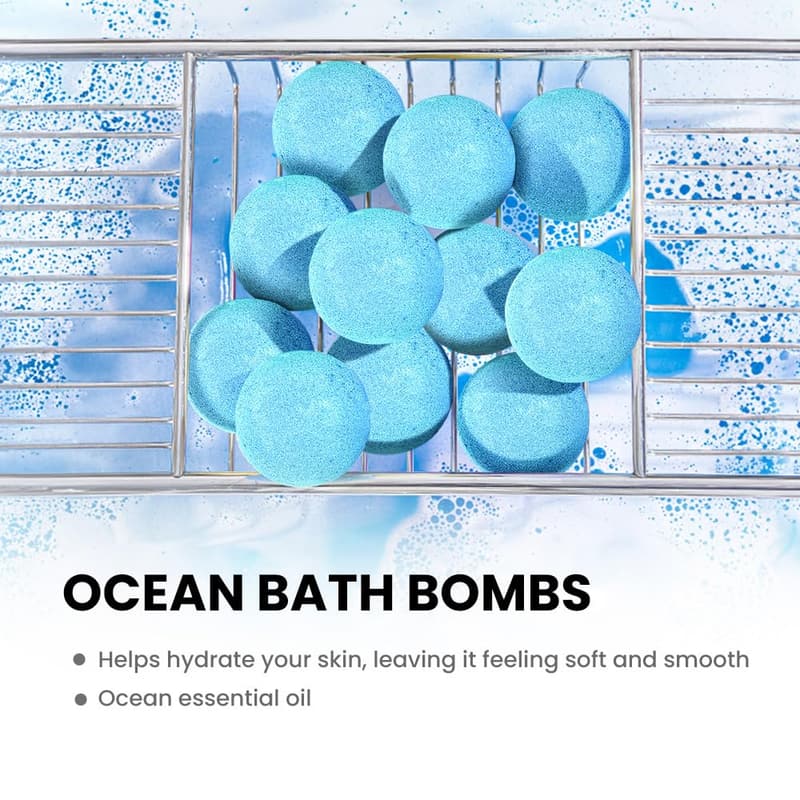Ocean Scented Bath Bomb Set – 10 Handmade Essential Oils