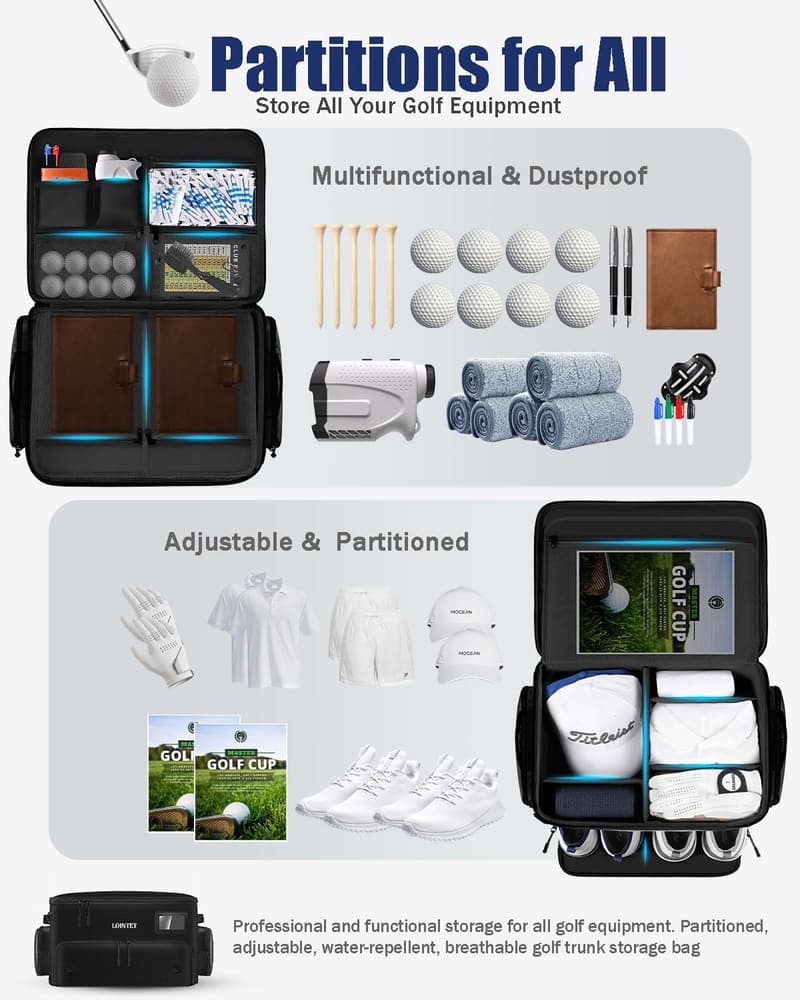 Waterproof Golf Trunk Organizer with Ventilated Compartment