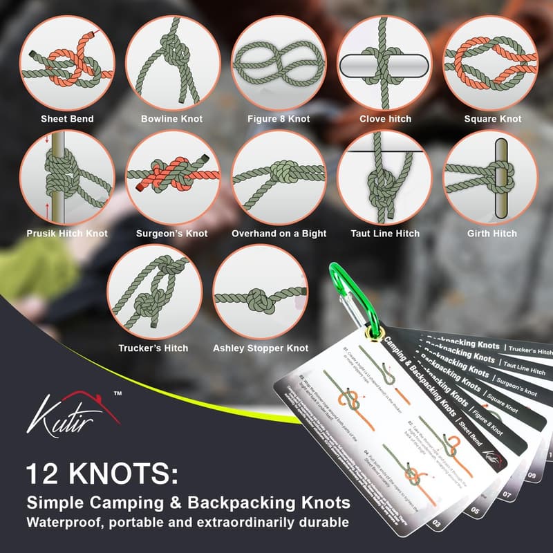 Portable Knot Cards for Outdoor Adventures - Waterproof Reference