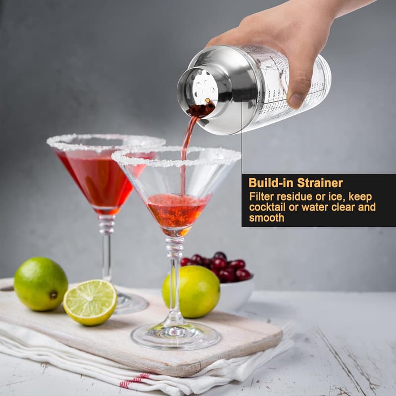 Cocktail Shaker Set - 23oz Glass with Strainer & Accessories