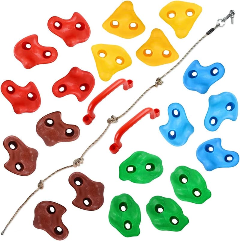 Kids' Rock Climbing Holds Kit with Rope & Handles