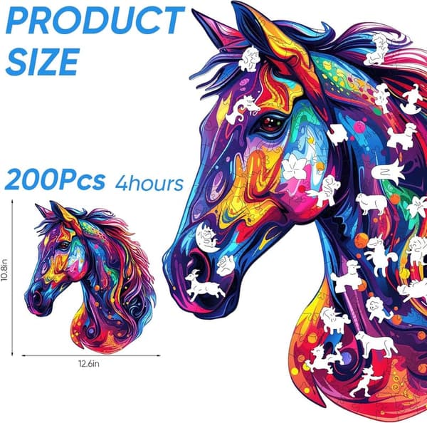 Unique Wooden Animal Jigsaw Puzzle - 200 Pieces for Adults & Kids