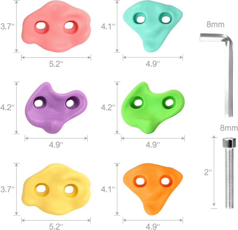 12PCS Kids' Climbing Holds - Indoor/Outdoor Rock Wall Kit