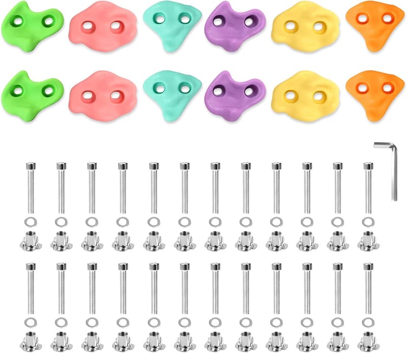 12PCS Kids' Climbing Holds - Indoor/Outdoor Rock Wall Kit