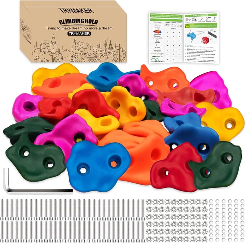 Indoor/Outdoor Climbing Holds Set for Kids and Adults