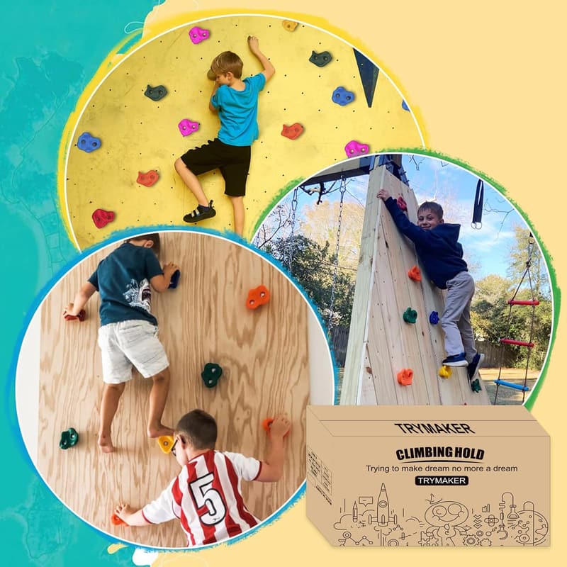 Indoor/Outdoor Climbing Holds Set for Kids and Adults